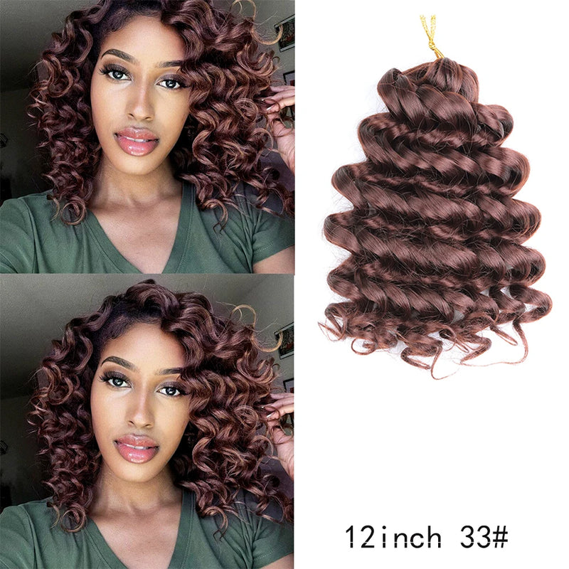 12Inch Water Wavy Synthetic Crochet Hair Ombre Hawaii Afro Curls Braiding Hair Extensions For Women Ocean Wave Hair
