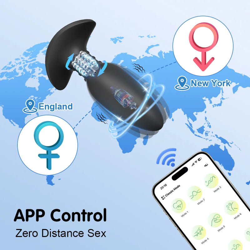 APP Anal Plug Butt Plug Brinquedos Sexuais para Homens Wiggle Massageador de Próstata 360 °   Brinquedo sexual vibrador anal vibratório de rotação para mulheres masculinas