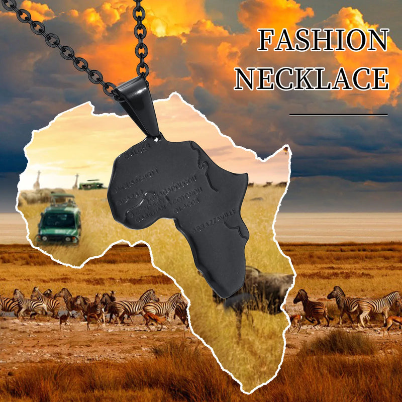 Vnox Retro Culture Africa Map Necklaces for Men Women,Tribal Ethnic African Continent Map Shaped Pendant Hiphop Jewelry