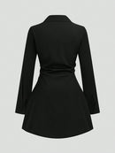 Plus size casual cintura fina manga longa camisa vestido cor pura elegante estilo viajante 2025 outono novo