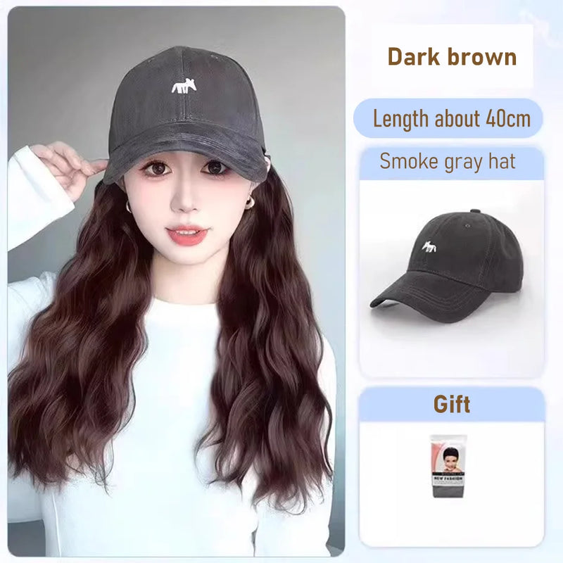 synthetic 30/40cm45cm wig baseball cap long straight hair wig duck tongue cap bobble head curly hair ponytail bob Christmas gift