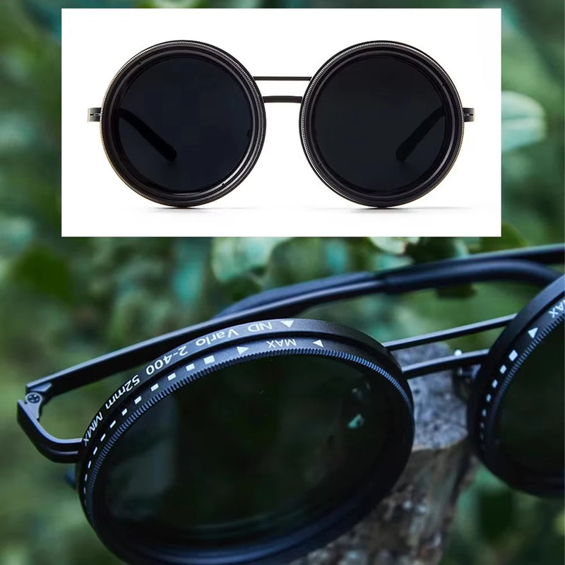 Feito à mão nd9 retro punk polarizado masculino redondo ajustável óculos de sol feminino uv anti uv pesca óculos de sol filtro nd