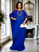 Impressionante vestido de noite feminino brilhante e brilhante incrustado de strass elegante vestido maxi brilhante