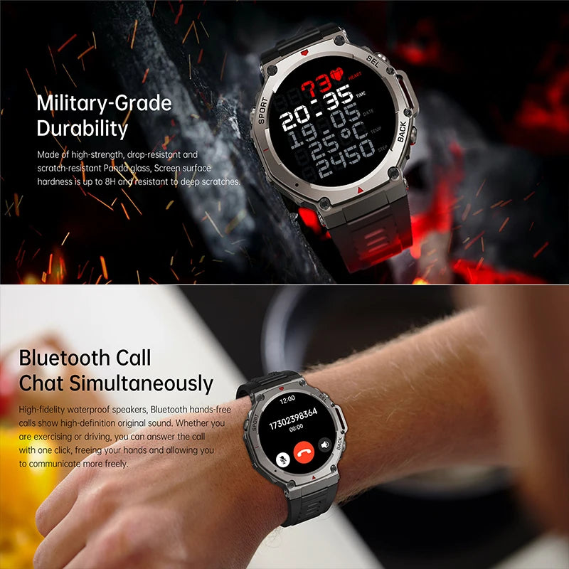 Novo t-rex 3 banda dupla gps militar relógio inteligente 48mm 10atm resistente à água 500mah bateria bússola altímetro smartwatch para huawei