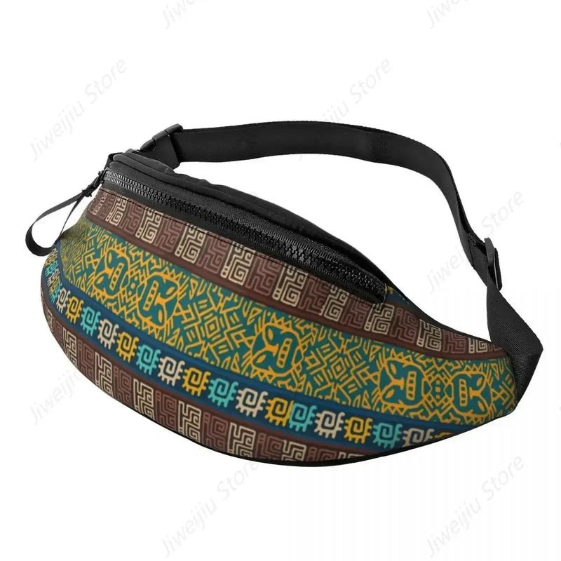 African Kente Cloth Design Fanny Pack for Men Women Africa Ethnic Pattern Crossbody Waist Bag Cycling Camping Phone Money Pouch