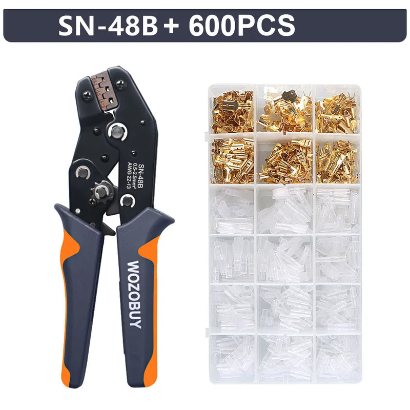 WOZOBUY-Ferramentas de crimpagem para conjuntos de terminais de carro, ferramentas manuais elétricas, SN-48B, 2.8mm, 4.8mm, 6.3mm, 22-13AWG, 0.5-2.5 mm²