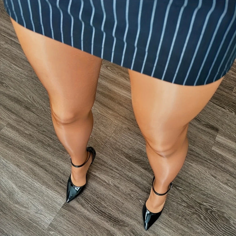 Glossy Reflective Ultra-Thin 8D Silk Stockings Women's Black Long Tube Socks Smooth Silky Feel Insertable Horse Oil Pantyhose