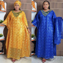Dashiki africano vestidos para as mulheres primavera verão africano azul amarelo o-pescoço vestido longo interior e headtie roupas africanas