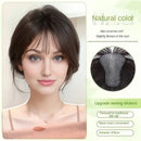 Adesivos de cabelo humano com gancho e laço, pasta mágica, toppers de cabelo para mulheres, sem clipe, cabelo humano, divisão intermediária, franja lateral de 10 polegadas