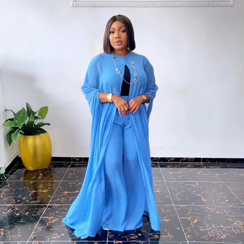 Conjunto maxi de duas peças para mulheres, vestidos longos casuais para senhoras, chiffon, roupa africana, novo