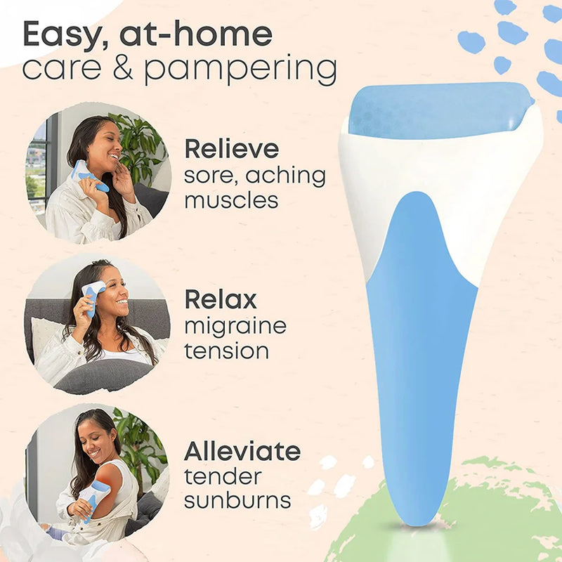 Pele legal rolo de gelo massageador rolo de gelo de aço inoxidável massagem facial ferramenta de relaxamento cuidados com a pele beleza levantamento rolo facial