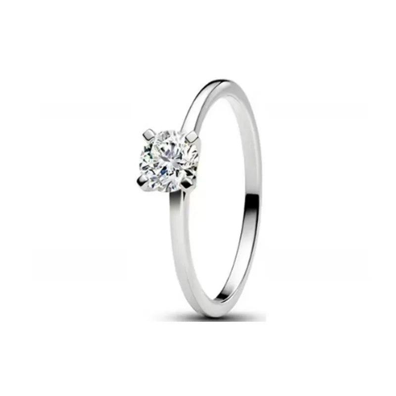 Novo real 925 prata esterlina moda design irregular coração redondo anel quadrado senhoras jóias finas acessório de noivado de casamento