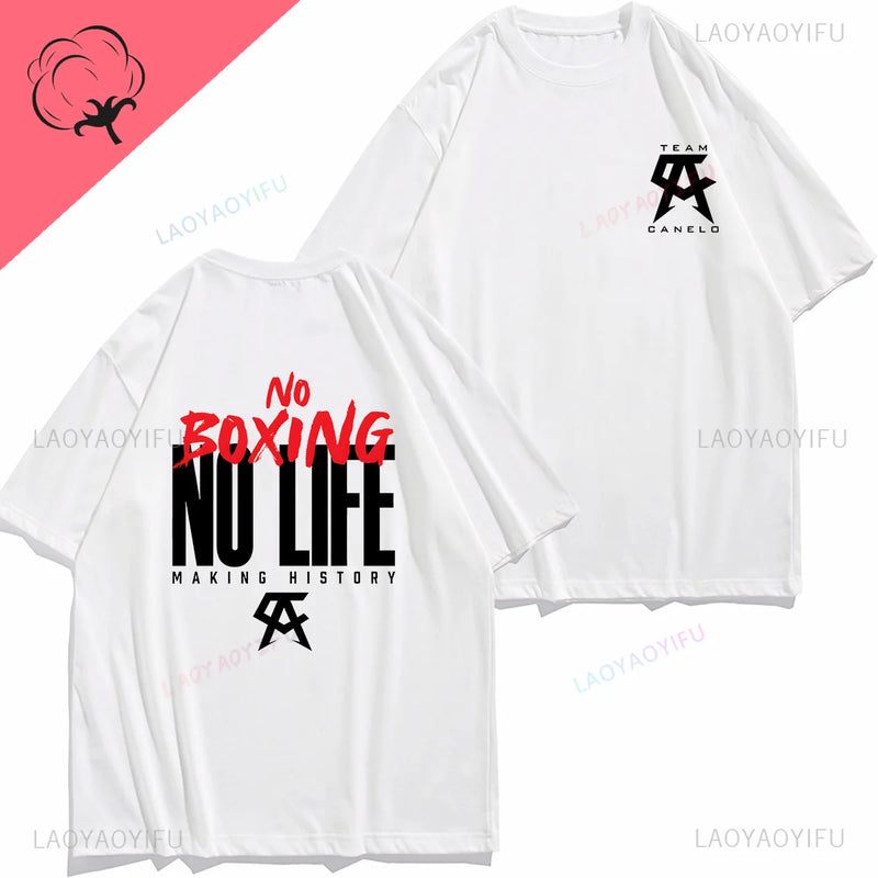 Vintage Men T Shirt Canelo No Boxing No Life Print Tops Men Clothing Summer Leisure Streetwear Graphic Ropa Hombre Cotton Tee
