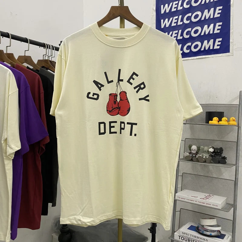 Loose Fit Boxing Glove Letter Print T-irt High Street Sle ort Sve Casual Top for Youth Summer Faion round Ne