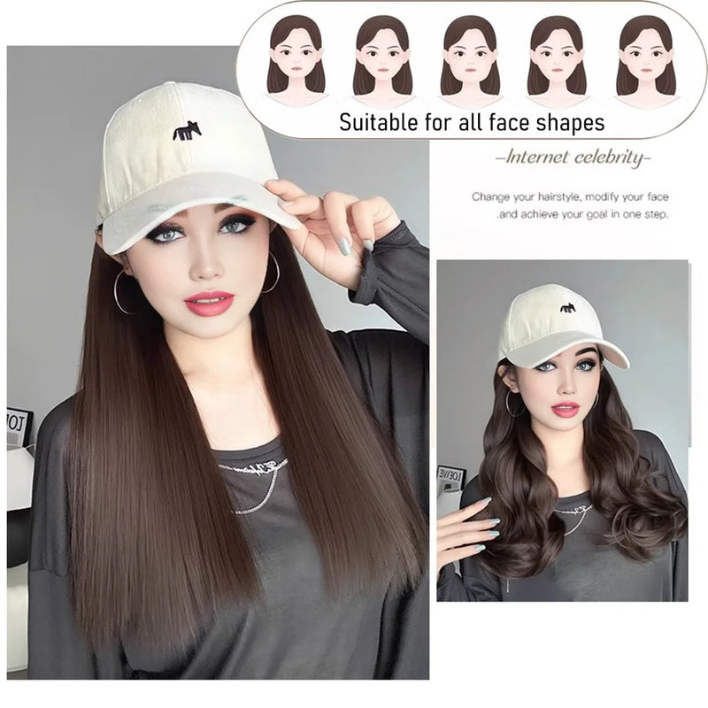 synthetic 30/40cm45cm wig baseball cap long straight hair wig duck tongue cap bobble head curly hair ponytail bob Christmas gift