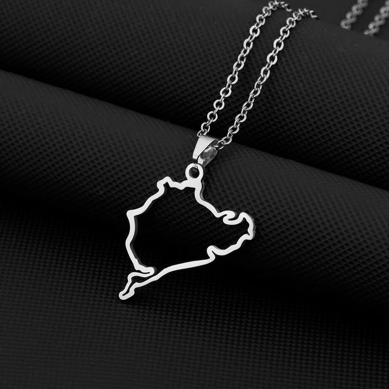 Fashion Germany Car Styling Racing Road Nurburgring Pendant Necklace for Men Women Girls Stainless Steel Jewelry