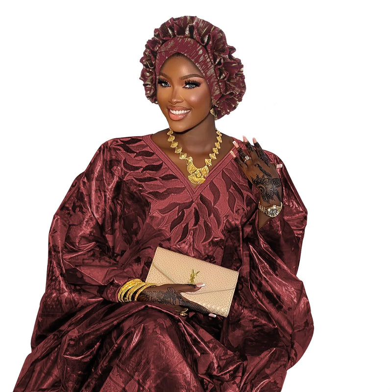 Africano babados cabeça envolve gorro ouro carimbo tecido turbante boné para mulheres nigeria festa de casamento headtie