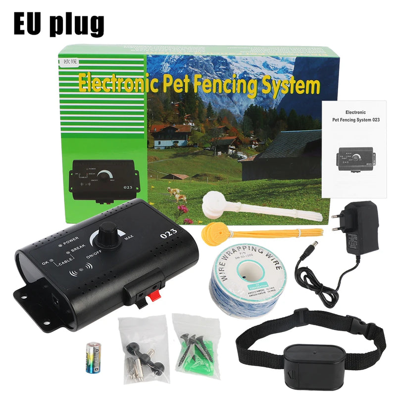 Sistema eletrônico de cerca para animais de estimação, coleira de treinamento para cães, acessórios para animais de estimação, cerca elétrica para cães, som chocado, à prova d'água