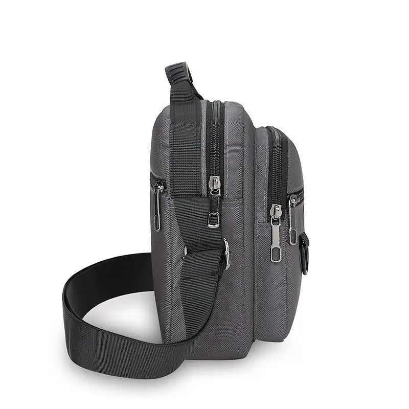 Men's Anti-Theft Business Shoulder Bag - Durable Office Briefcase with Multiple Zipper Pockets