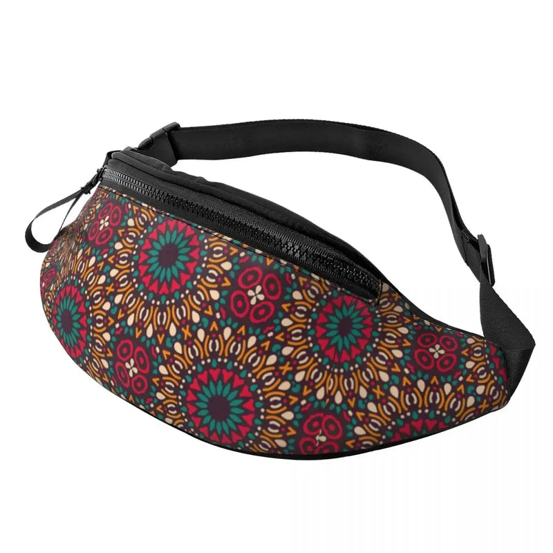 African Kente Cloth Design Fanny Pack for Men Women Africa Ethnic Pattern Crossbody Waist Bag Cycling Camping Phone Money Pouch