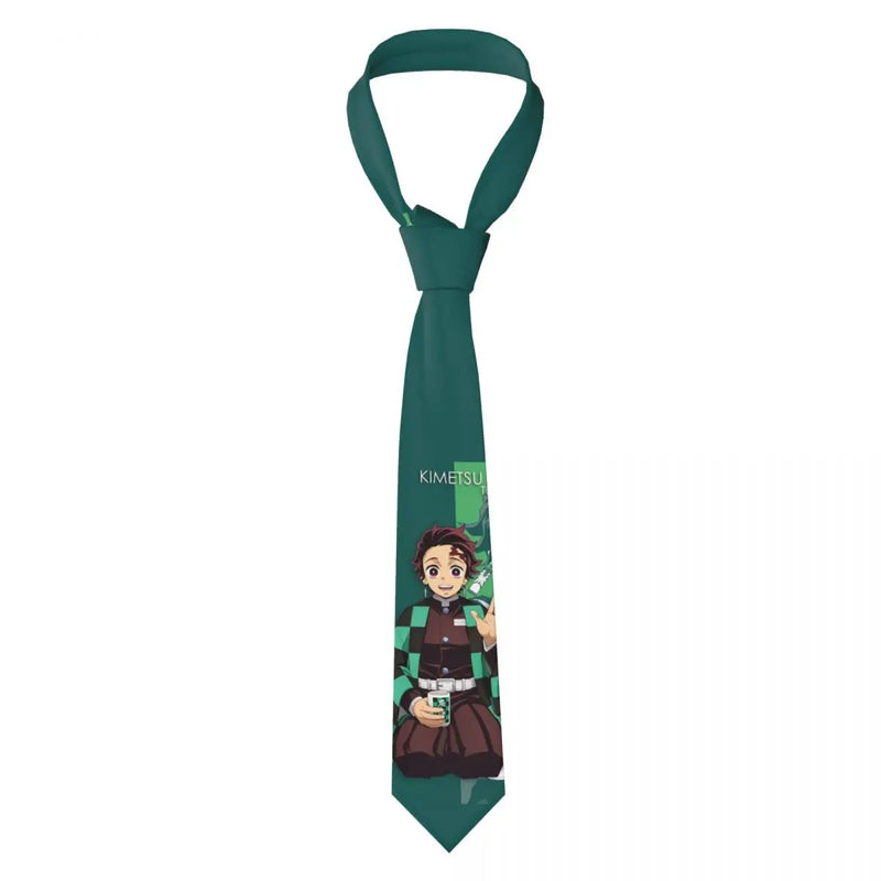 Demon Slayer Anime Necktie Men Women Fashion Polyester 8 cm Wide Neck Tie for Mens Accessories Cravat Wedding Accessories Office
