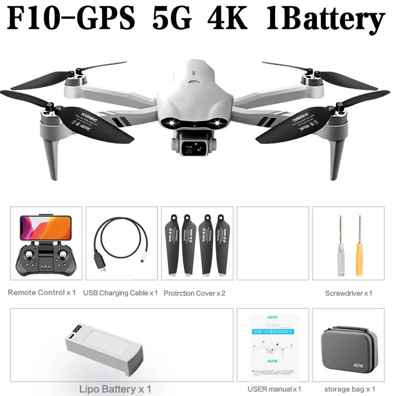 4drc f10 rc drone gps 6k hd câmera dupla grande angular 5g wifi fpv quadcopter sem escova dobrável evitar obstáculos aéreo uav 2km