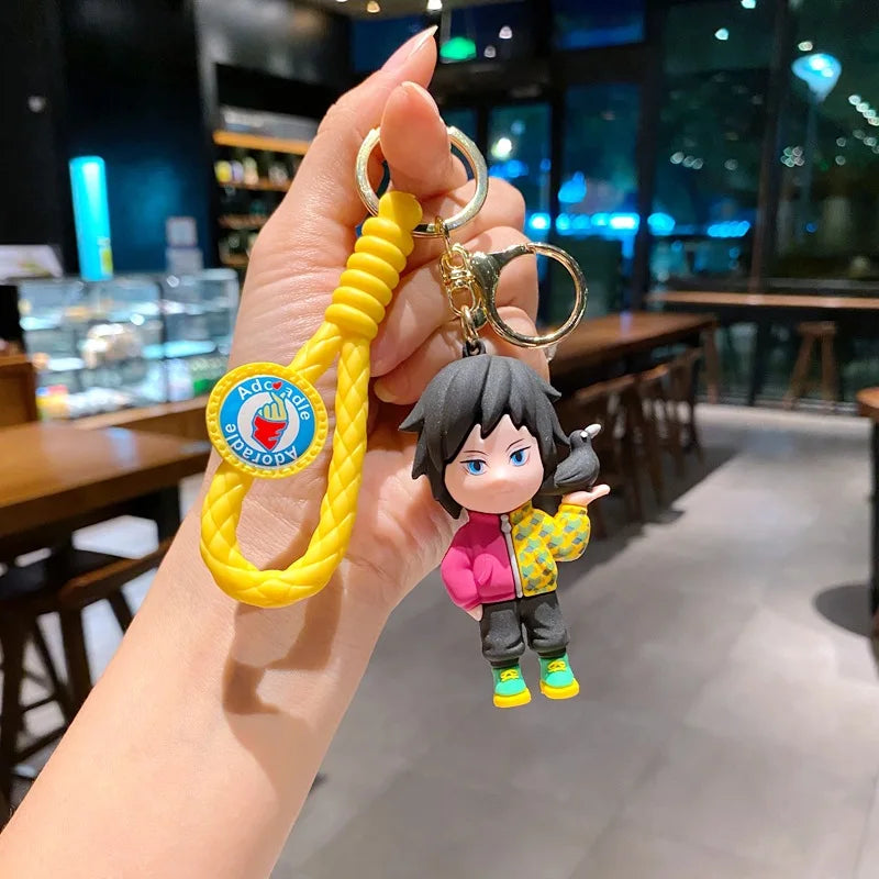 Anime Demon Tanjirou Anime Pvc Keychain Pendant Fashion Backpack Accessories Doll Nezuko Slayer Periphery Jewelry Key Ring