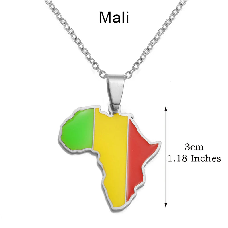 Anniyo 3CM Hip-hop Africa Map Pendant Necklaces Stainless Steel Algeria Morocco Egypt Tunisia Libay Jewelry