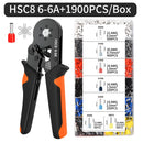 Hexagonal Auto-Ajustável Ratchet Virola Crimping Tool Kit, Crimper Kit com Mangas Virola, Terminais de Fio, 23-7AWG, 0.25-10 mm2