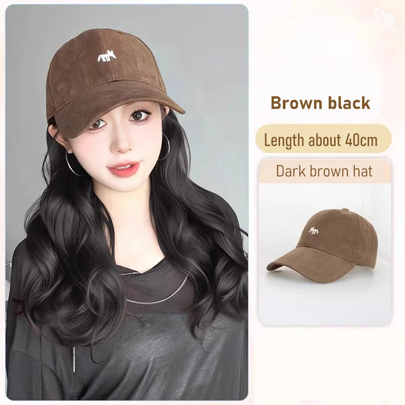 synthetic 30/40cm45cm wig baseball cap long straight hair wig duck tongue cap bobble head curly hair ponytail bob Christmas gift