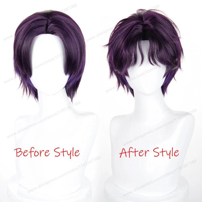 Rafayel Cosplay Wig Synthetic Hair New Color Dark Purple Blue Gradient Man Wig Anime Heat Resistant Wigs
