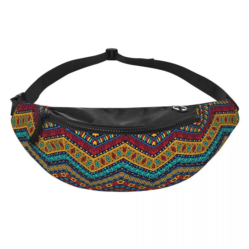 Colorful African Tribal Pattern Fanny Pack for Men Women Africa Ankara Print Crossbody Waist Bag Traveling Phone Money Pouch