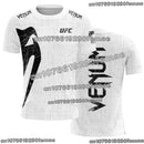 Camiseta masculina moderna UFC preta e branca verão casual gola redonda manga curta estampa 3D top para boxe treinamento fitness