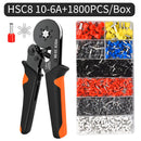 Hexagonal Auto-Ajustável Ratchet Virola Crimping Tool Kit, Crimper Kit com Mangas Virola, Terminais de Fio, 23-7AWG, 0.25-10 mm2