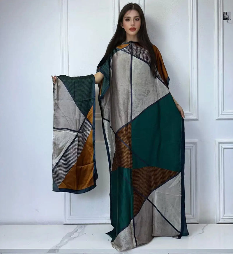 Winyi africano muçulmano senhora verão boho moda impresso kaftan vestido de férias solto streetwear abaya com cinto vestido de praia