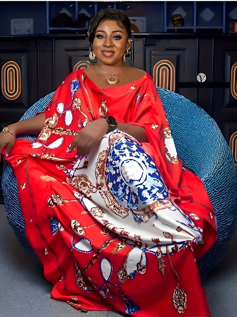 Vestido estampado fashion feminino – vestido boêmio solto, estampa paisley tendência, perfeito para praia e férias