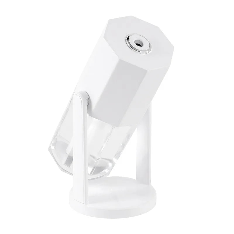 360 °   Umidificador oscilante: carro alimentado por USB/uso doméstico com iluminação de humor de 7 cores e hidratação do ar