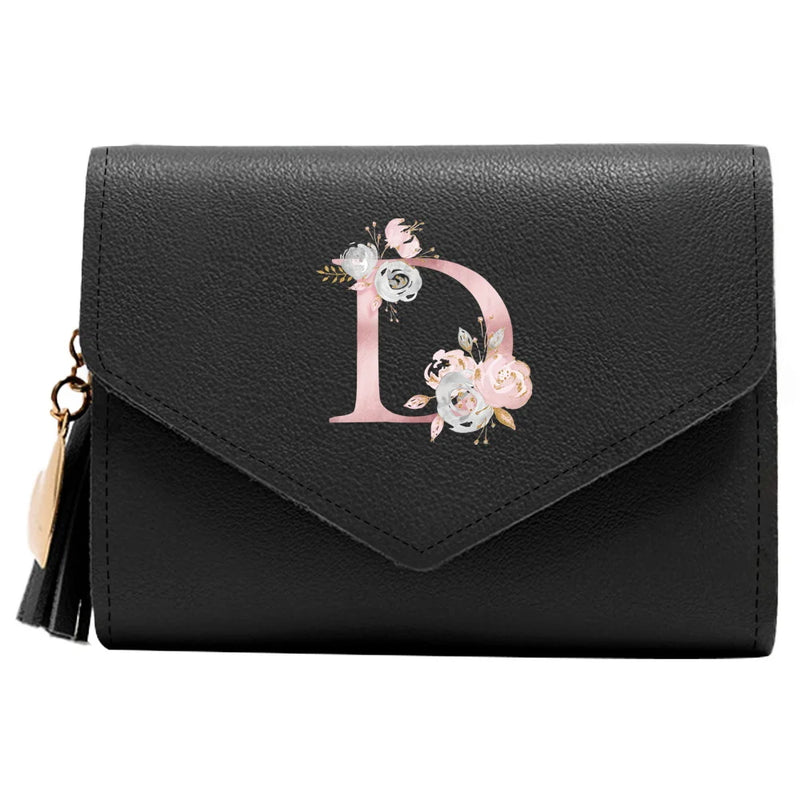 Purse Female Mini Wallet Cute Purse Pink Flower Pattern Slim Wallet RFID Blocking Credit Card Holder Coin Pocket ID Window