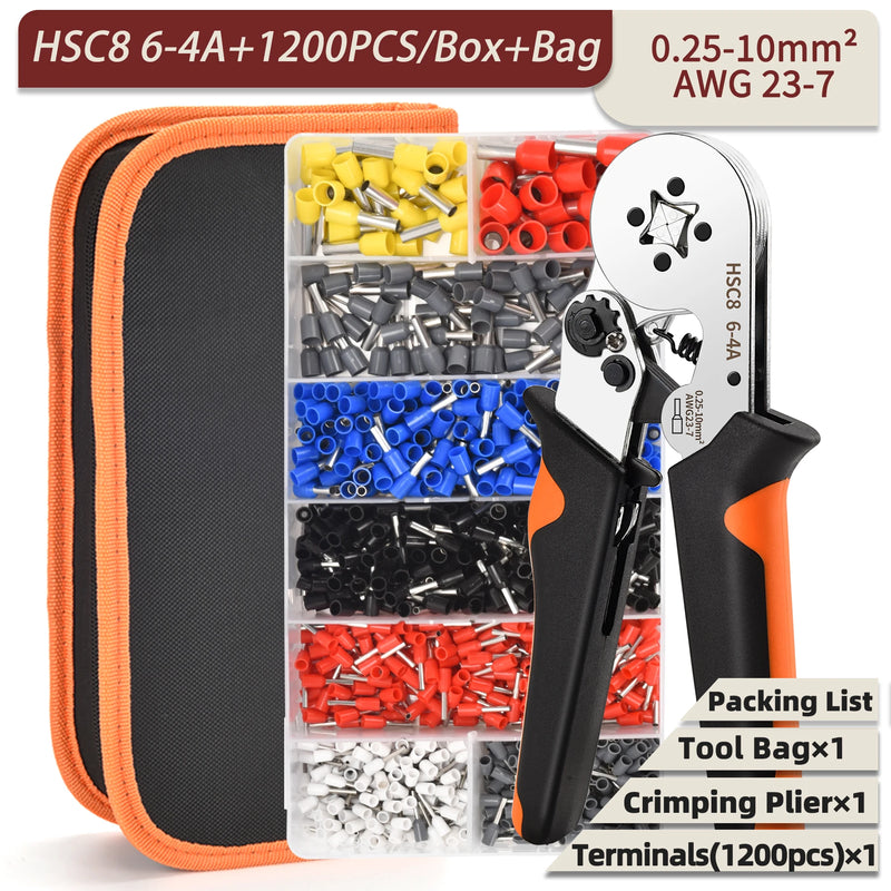 Alicate de friso terminal tubular hsc8 6-4a/16-6 (máx. 0.08-16mm2) fio crimper mini virola crimper ferramentas kit elétrico doméstico