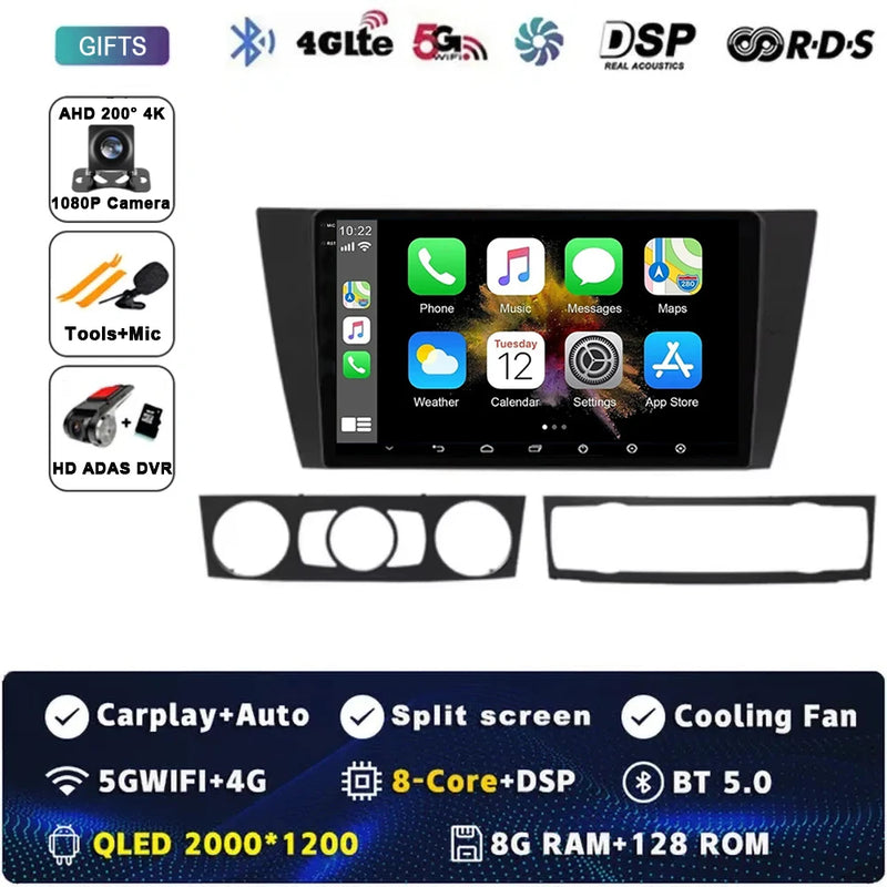 9" Car Radio Wireless CarPlay Android 15 For BMW 3-Series E90 E91 E92 E93 2005 - 2013 Auto Car Intelligent Systems AutoRadio
