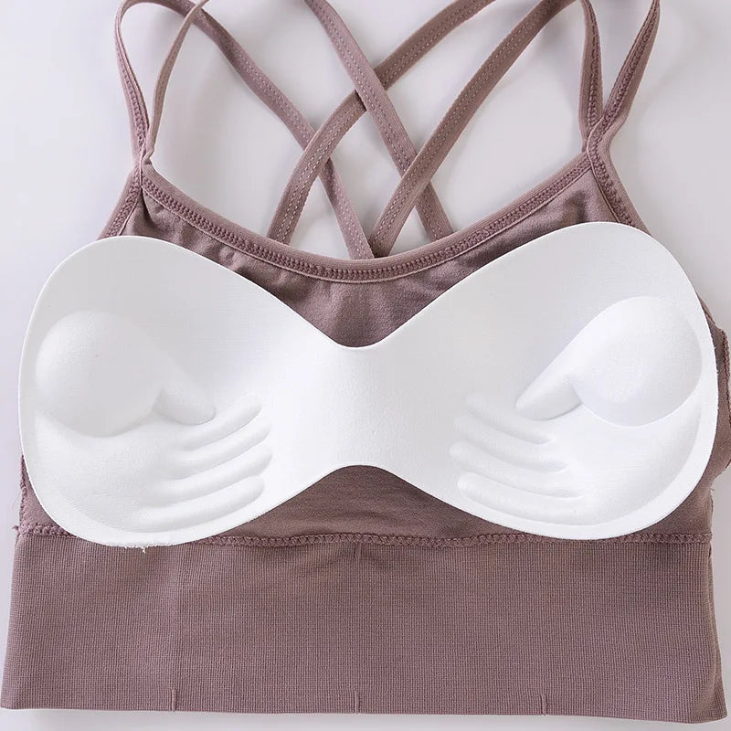 Women Breathable Sports Bra Anti-sweat Fitness Top Seamless Yoga Bra Shockproof Crop Top Women Push up Sport Bra Gym Top