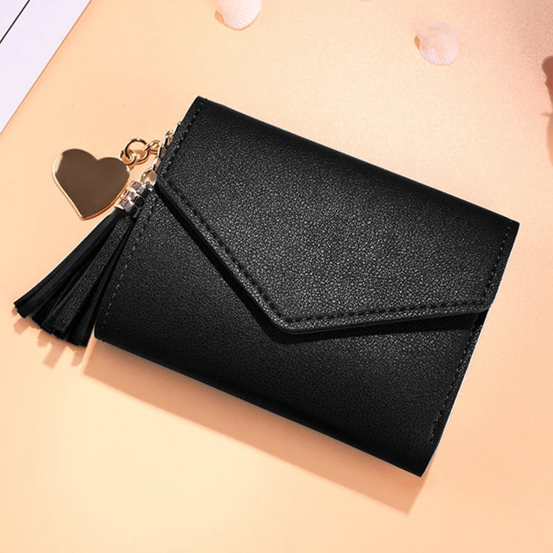 Purse Female Mini Wallet Cute Purse Pink Flower Pattern Slim Wallet RFID Blocking Credit Card Holder Coin Pocket ID Window
