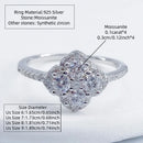 Anel de moissanite de prata esterlina s925 de 0,4 quilates com design de trevo de quatro folhas joias de prata pura