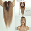 Toppers de cabelo loiro ombre para mulheres 100% remy cabelo humano topper com base de seda bang clipe em topper extensão de cabelo com cabelo fino
