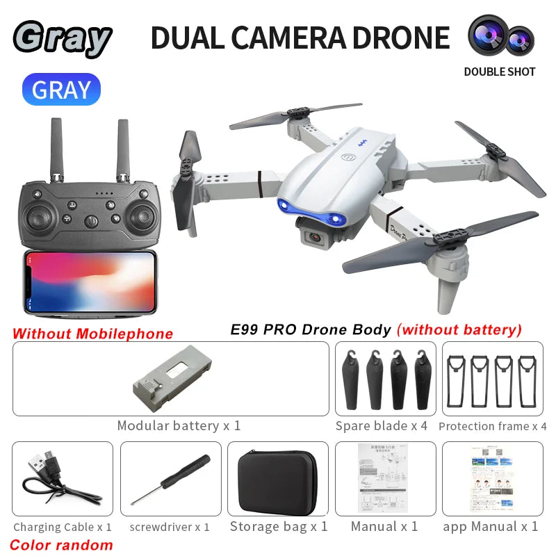 Dobrável RC Drone com Câmera HD Grande Angular, E99Pro, 4K, 1080P, Helicóptero FPV, Altura Hold, Toy Gift, Profissional, 2024