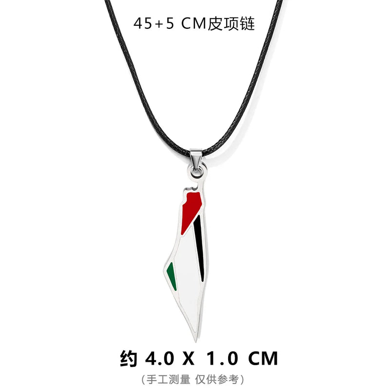 Meetvii Ethnic Free Arabic Fist Map Drop Glue Pendant Necklaces Personalized African Symbol Rope Chain Neck Jewelry Women Men