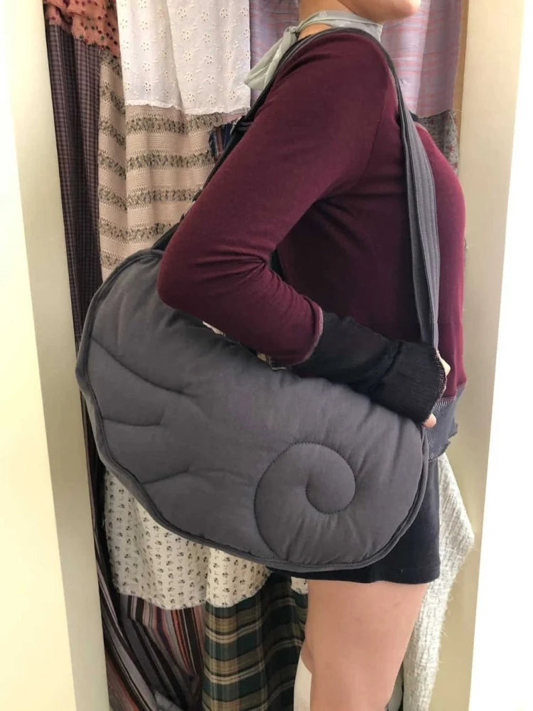 Cute Angel Wing Design Casual Zipper Crossbody Cloud ape Bag Versatile Single oulder Bag Korean Sle Medium Size Cotton Bag