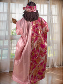 Vestido Dashiki africano de luxo para mulheres-bordado floral manga morcego vestido maxi solto