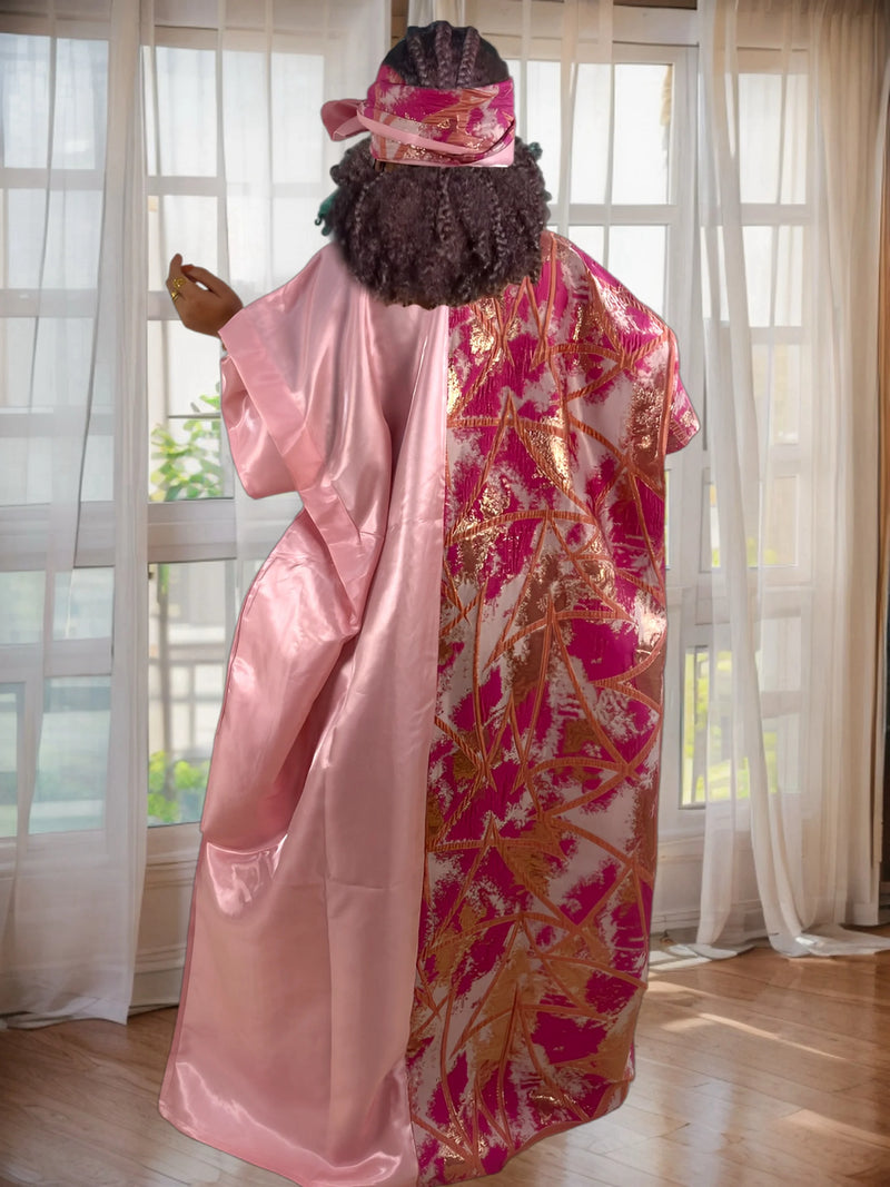 Vestido Dashiki africano de luxo para mulheres-bordado floral manga morcego vestido maxi solto