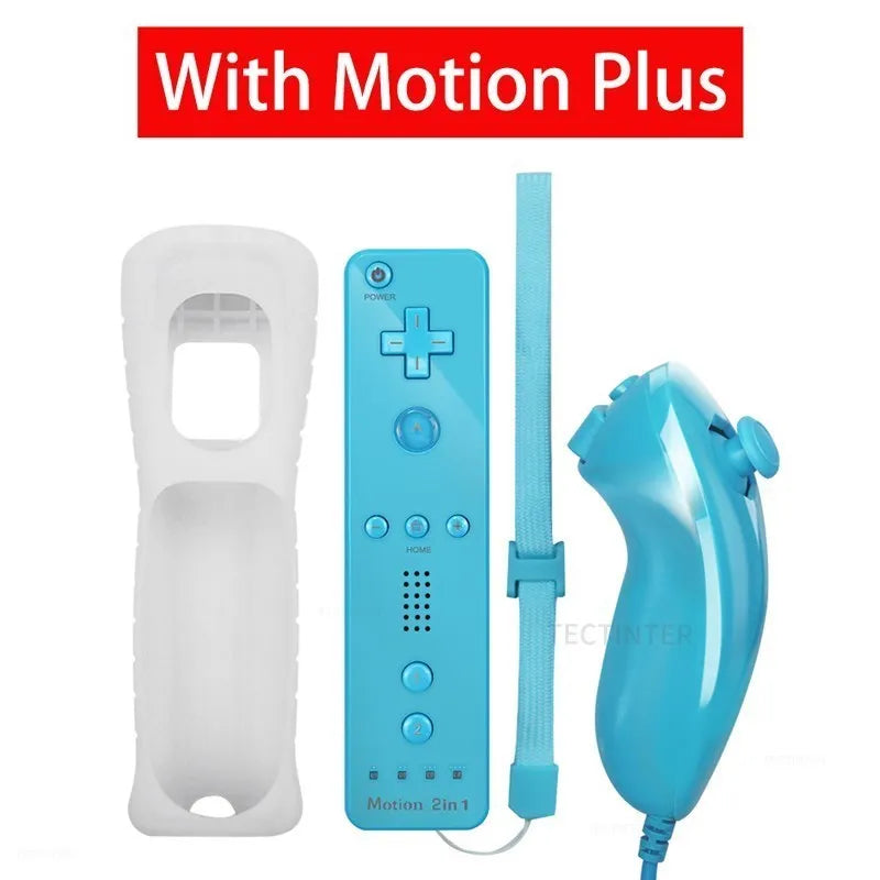 2 em 1 controle remoto sem fio bluetooth para wii wii u controle opcional movimento mais gamepad nunchuck conjunto com capa de silicone